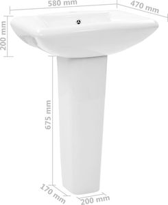 Umywalka vidaXL Umywalka z postumentem, ceramiczna, biała, 580x470x200mm (143003) 7