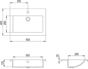 Umywalka vidaXL Granitowa umywalka, 600x450x120mm biała (142964) 2