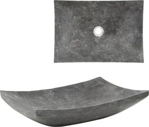 Umywalka vidaXL Umywalka, 50 x 35 x 12 cm, marmurowa, czarna (142764) - 142764 1