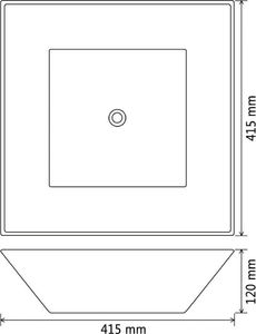 Umywalka vidaXL Umywalka ceramiczna, kwadratowa, 41,5 x 41,5 x 12 cm, czarna 6