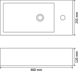 Umywalka vidaXL Umywalka prostokątna z otworem na kran 46x25.5x12cm czarna 6