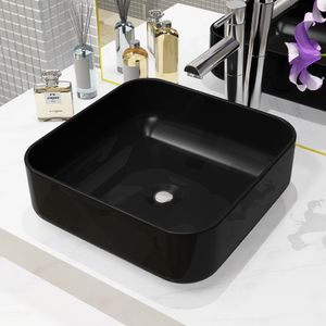 Umywalka vidaXL Ceramiczna umywalka kwadratowa, 38 x 38 x 13,5 cm, czarna 1