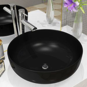 Umywalka vidaXL Umywalka ceramiczna, okrągła, 41,5 x 13,5 cm, czarna 1