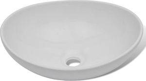 Umywalka vidaXL Umywalka z baterią mieszającą, ceramiczna, owalna, biała 3