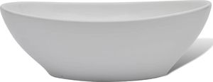 Umywalka vidaXL Umywalka z baterią mieszającą, ceramiczna, owalna, biała 4