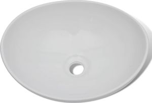 Umywalka vidaXL Umywalka z baterią mieszającą, ceramiczna, owalna, biała 6