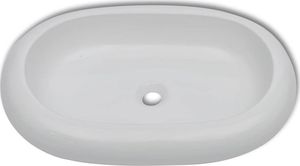Umywalka vidaXL Umywalka z baterią mieszającą, ceramiczna, owalna, biała 3