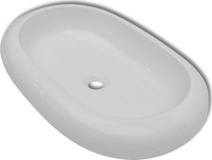 Umywalka vidaXL Umywalka z baterią mieszającą, ceramiczna, owalna, biała 4