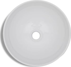 Umywalka vidaXL Umywalka z baterią mieszającą, ceramiczna, okrągła, biała 3