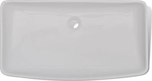 Umywalka vidaXL Umywalka z baterią mieszającą, ceramiczna, prostokątna, biała 5