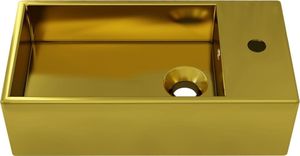 Umywalka vidaXL Umywalka z przelewem, 49x25x15cm, ceramiczna, złota (143492) 1