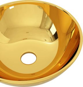 Umywalka vidaXL Umywalka, 28 x 10 cm, ceramiczna, złota (143490) - 143490 4