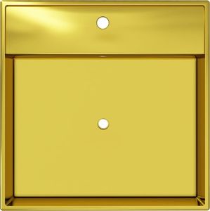 Umywalka vidaXL Umywalka z przelewem, 41x41x15cm, ceramiczna, złota (143478) 2