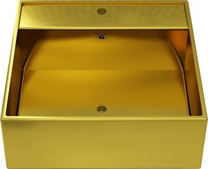 Umywalka vidaXL Umywalka z przelewem, 41x41x15cm, ceramiczna, złota (143478) 3