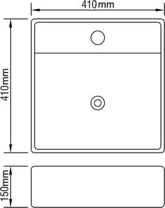 Umywalka vidaXL Umywalka z przelewem, 41x41x15cm, ceramiczna, złota (143478) 5