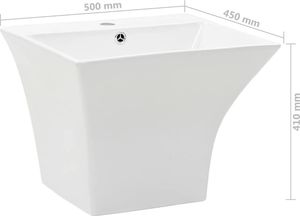 Umywalka vidaXL Umywalka ścienna, ceramiczna, biała, 500x450x410mm (143019) 6