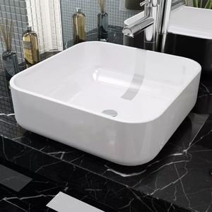 Umywalka vidaXL Umywalka ceramiczna kwadratowa 38 x 38 x 13,5 cm, biała 1