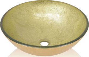 Umywalka vidaXL Umywalka z hartowanego szkła 42 cm, kolor złota 3
