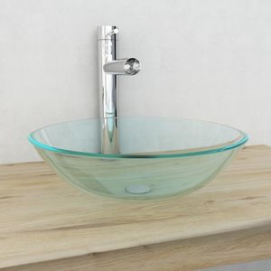 Umywalka vidaXL Umywalka z bezbarwnego, hartowanego szkła 42 cm 1