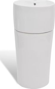 Umywalka vidaXL Umywalka z otworem na kran oraz przelewem, okrągła, biała 2