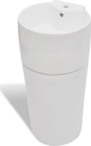 Umywalka vidaXL Umywalka z otworem na kran oraz przelewem, okrągła, biała 3