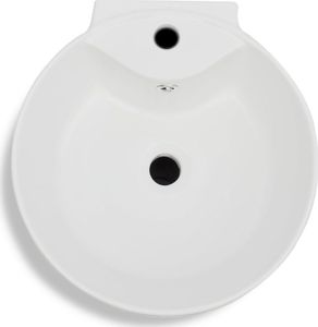 Umywalka vidaXL Umywalka z otworem na kran oraz przelewem, okrągła, biała 5