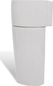 Umywalka vidaXL Umywalka z otworem na kran oraz przelewem, okrągła, biała 6