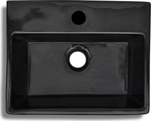 Umywalka vidaXL Ceramiczna umywalka z otworem na kran prostokątna czarna 4