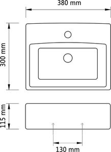 Umywalka vidaXL Ceramiczna umywalka z otworem na kran prostokątna czarna 5