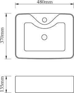 Umywalka vidaXL Ceramiczna umywalka z otworem na kran prostokątna czarna 6
