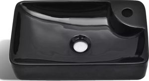 Umywalka vidaXL Ceramiczna umywalka z otworem na kran czarna 3