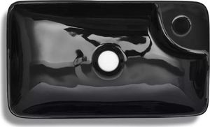 Umywalka vidaXL Ceramiczna umywalka z otworem na kran czarna 4