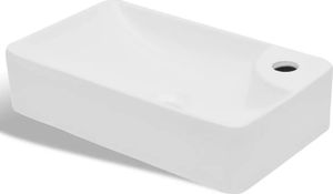 Umywalka vidaXL Ceramiczna umywalka z otworem na kran, biała 2