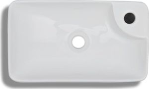 Umywalka vidaXL Ceramiczna umywalka z otworem na kran, biała 3