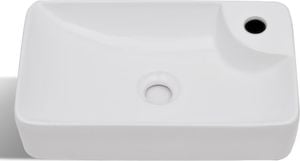 Umywalka vidaXL Ceramiczna umywalka z otworem na kran, biała 4