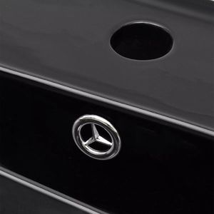 Umywalka vidaXL Umywalka prostokątna z otworem przelewowym i na kran czarna 3