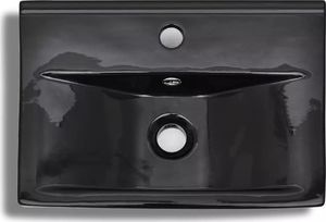 Umywalka vidaXL Umywalka prostokątna z otworem przelewowym i na kran czarna 5