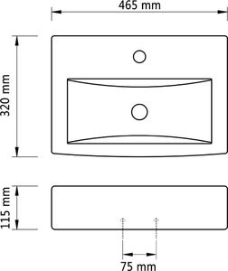 Umywalka vidaXL Umywalka prostokątna z otworem przelewowym i na kran czarna 6