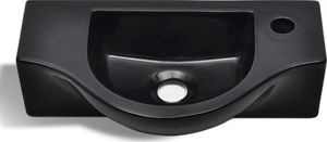 Umywalka vidaXL Ceramiczna umywalka z otworem na kran, czarna 4