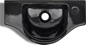 Umywalka vidaXL Ceramiczna umywalka z otworem na kran, czarna 5