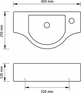 Umywalka vidaXL Ceramiczna umywalka z otworem na kran, czarna 6