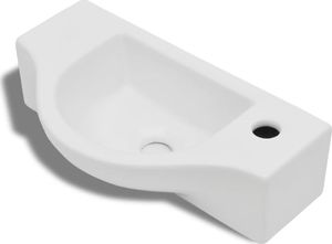 Umywalka vidaXL Ceramiczna umywalka z otworem na kran, biała 2