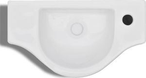 Umywalka vidaXL Ceramiczna umywalka z otworem na kran, biała 5