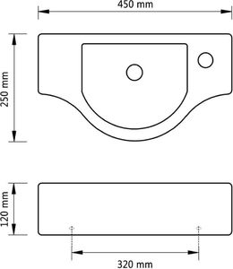 Umywalka vidaXL Ceramiczna umywalka z otworem na kran, biała 6