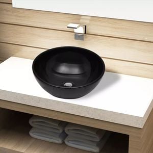 Umywalka vidaXL Umywalka łazienkowa, ceramiczna, czarna 1