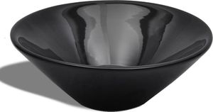 Umywalka vidaXL Umywalka łazienkowa, ceramiczna, czarna, okrągła 2