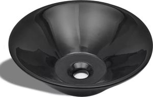 Umywalka vidaXL Umywalka łazienkowa, ceramiczna, czarna, okrągła 3