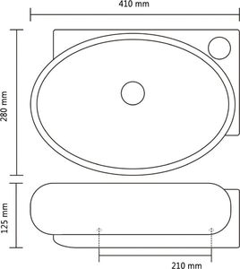 Umywalka vidaXL Okrągła umywalka z otworem przelewowym i na kran, czarna 6