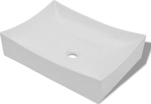 Umywalka vidaXL Umywalka łazienkowa, biała porcelana nietypowy kształt 2