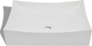Umywalka vidaXL Umywalka łazienkowa, biała porcelana nietypowy kształt 3
